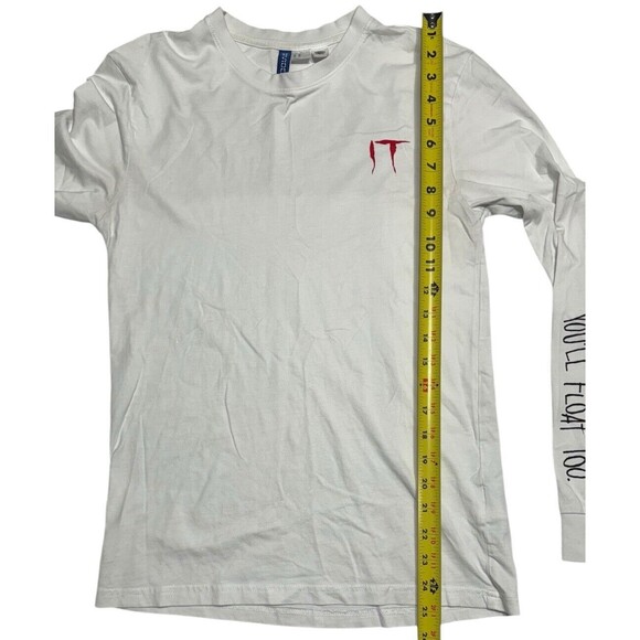 H&M X IT Movie Pennywise Movie Promo White X-Small Long-Sleeve T-Shirt - Picture 6 of 9